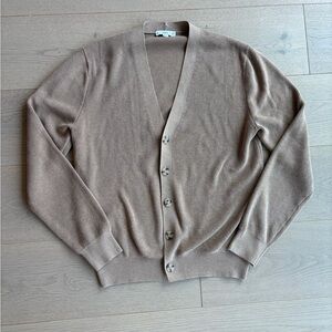 Mango Men's Light Brown V-Neck Button Cardigan